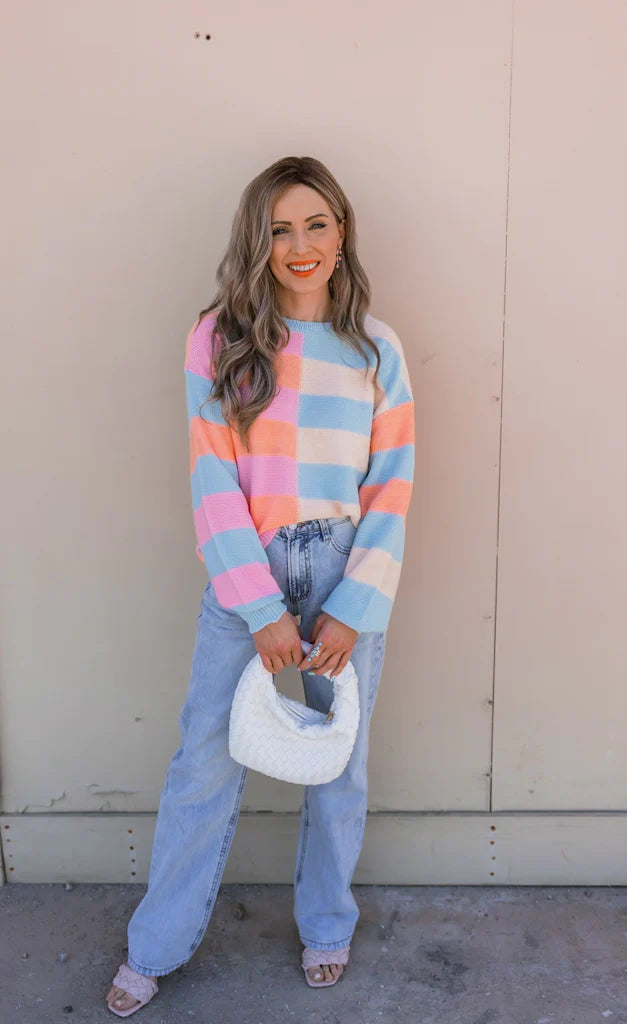 Happy Stripes Color-Block Sweater for Spring