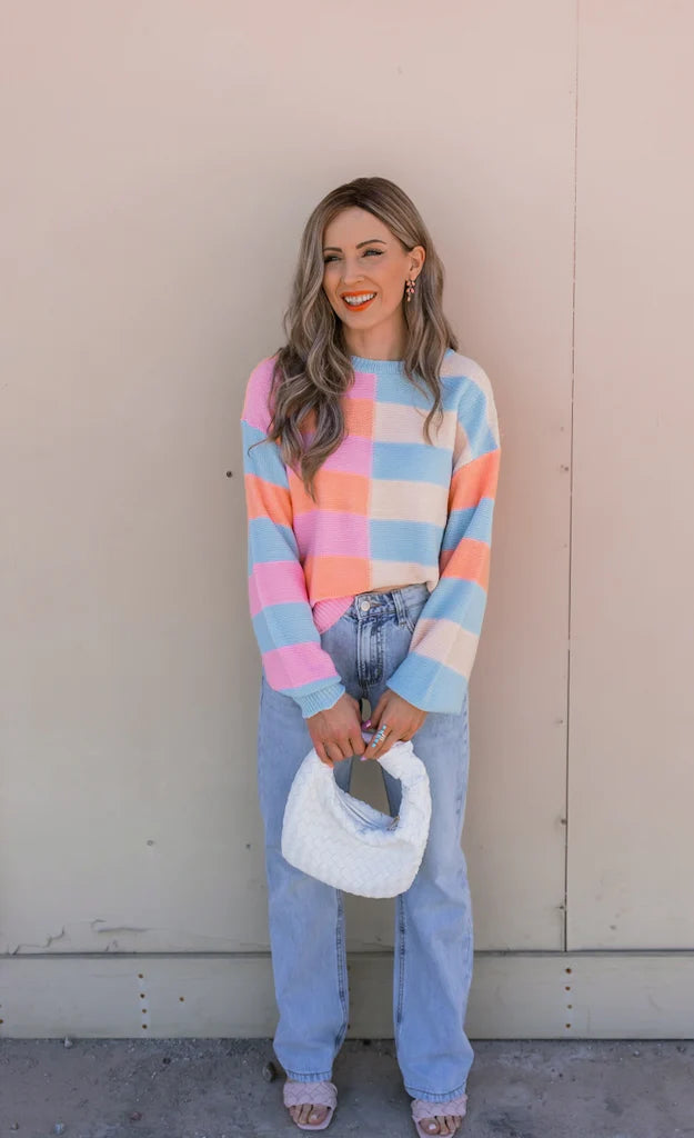 Happy Stripes Color-Block Sweater for Spring