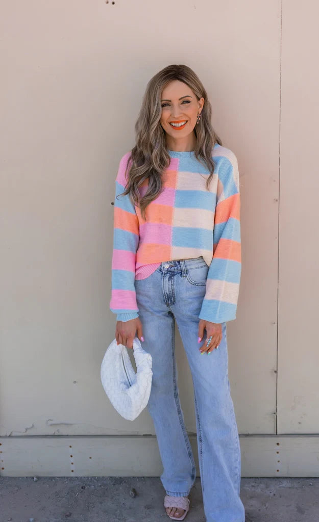 Happy Stripes Color-Block Sweater for Spring