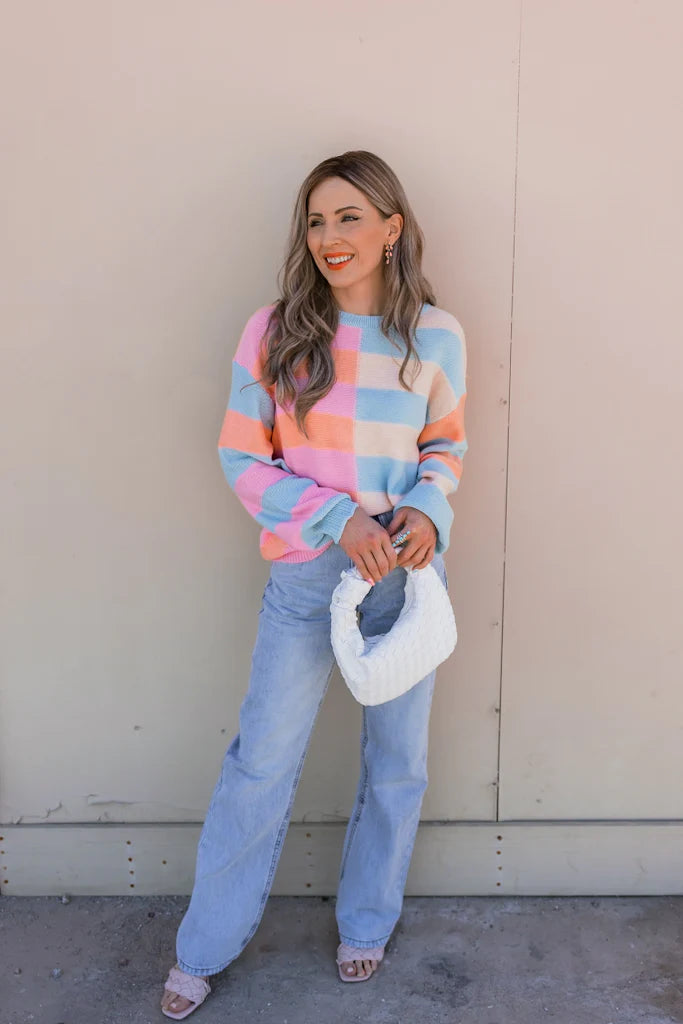 Happy Stripes Color-Block Sweater for Spring