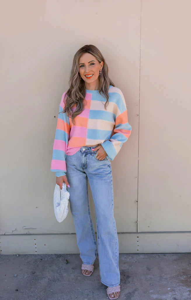 Happy Stripes Color-Block Sweater for Spring