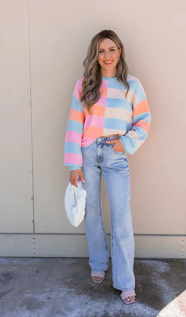 Happy Stripes Color-Block Sweater for Spring