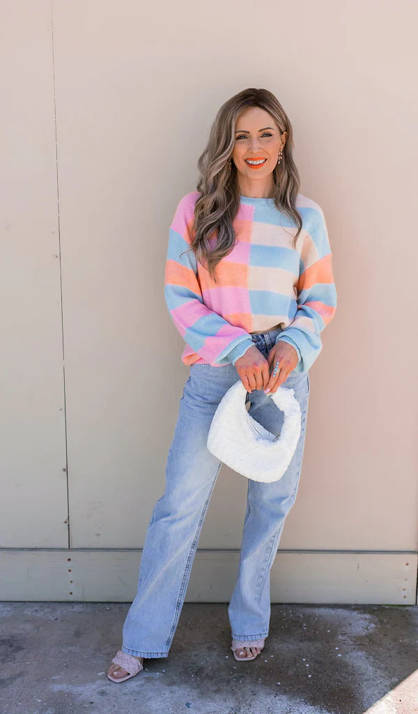 Happy Stripes Color-Block Sweater for Spring