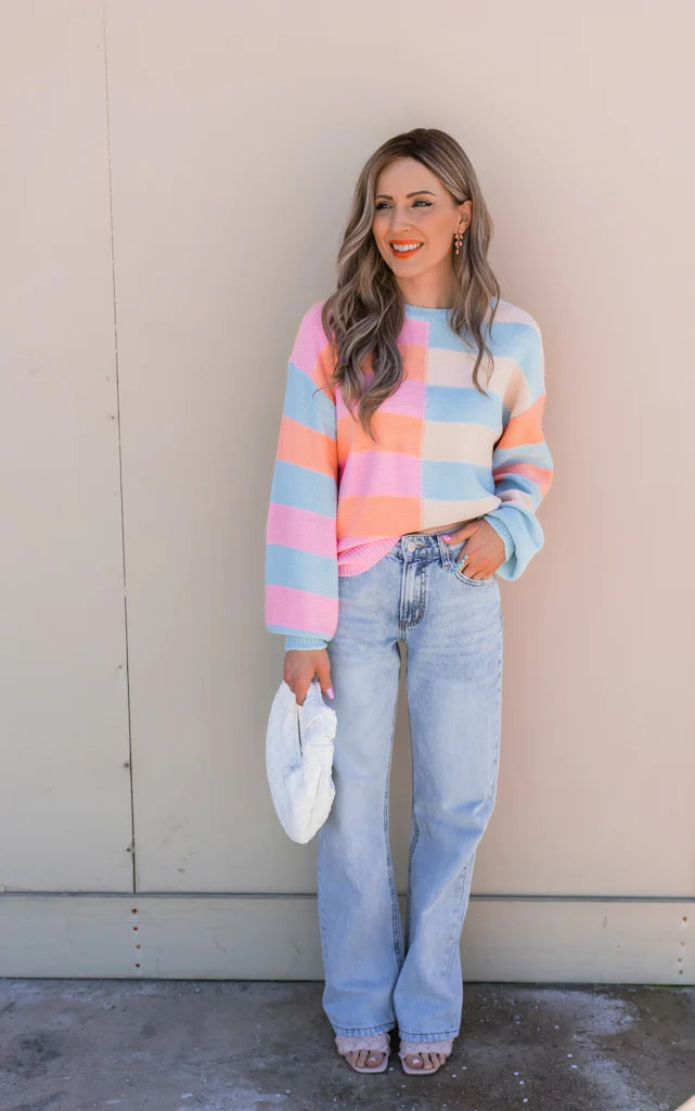 Happy Stripes Color-Block Sweater for Spring