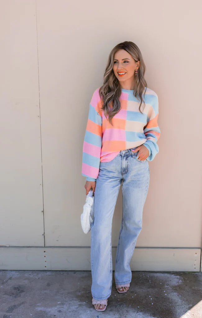 Happy Stripes Color-Block Sweater for Spring