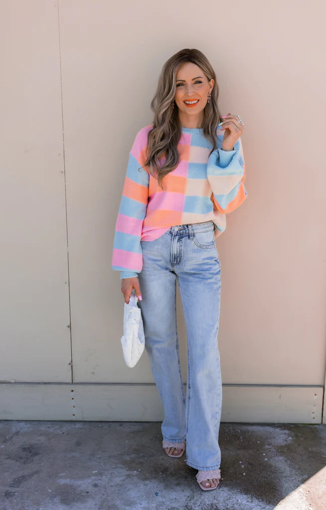 Happy Stripes Color-Block Sweater for Spring