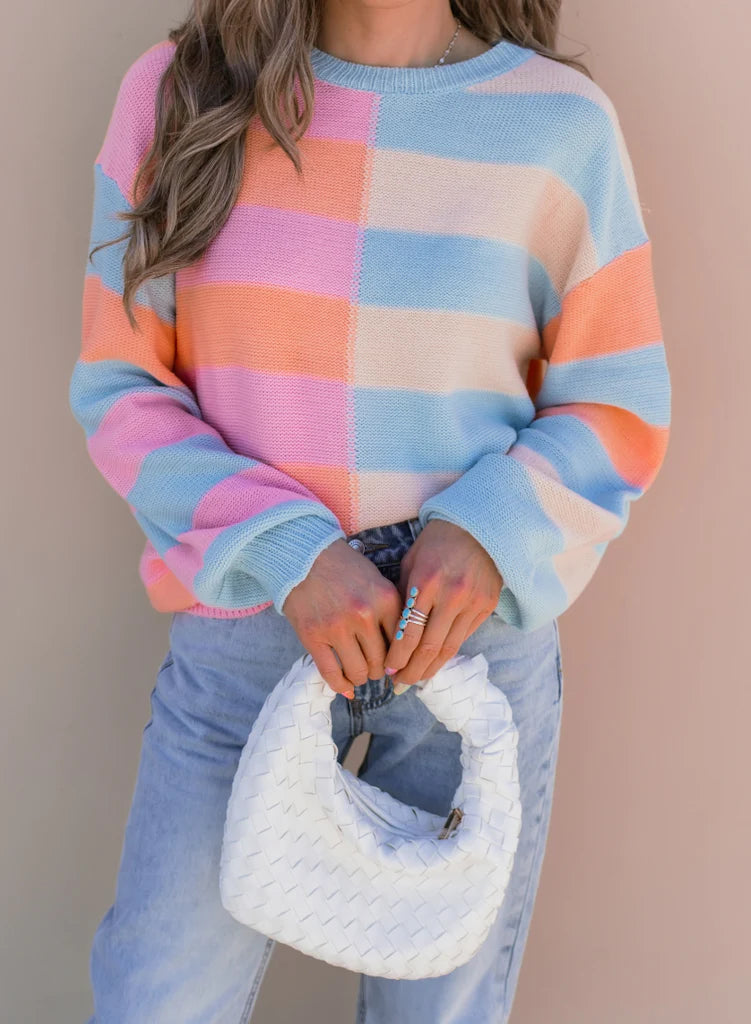 Happy Stripes Color-Block Sweater for Spring