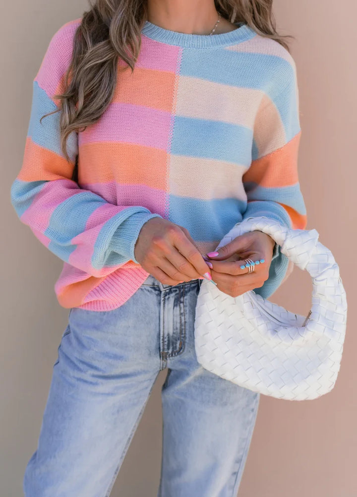 Happy Stripes Color-Block Sweater for Spring