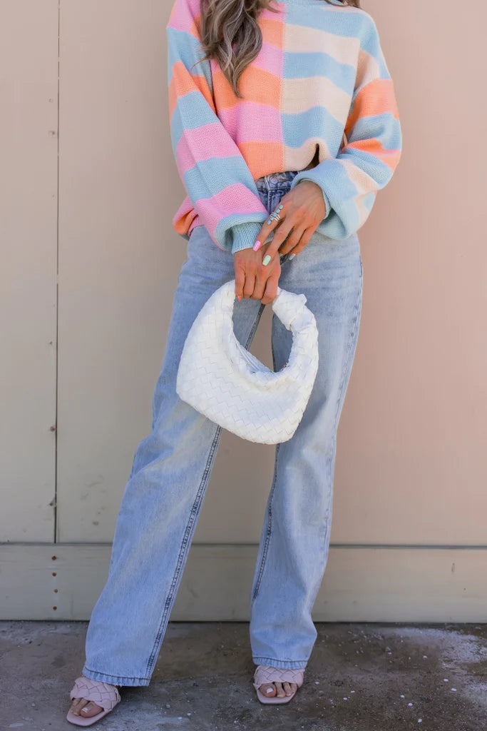 Happy Stripes Color-Block Sweater for Spring