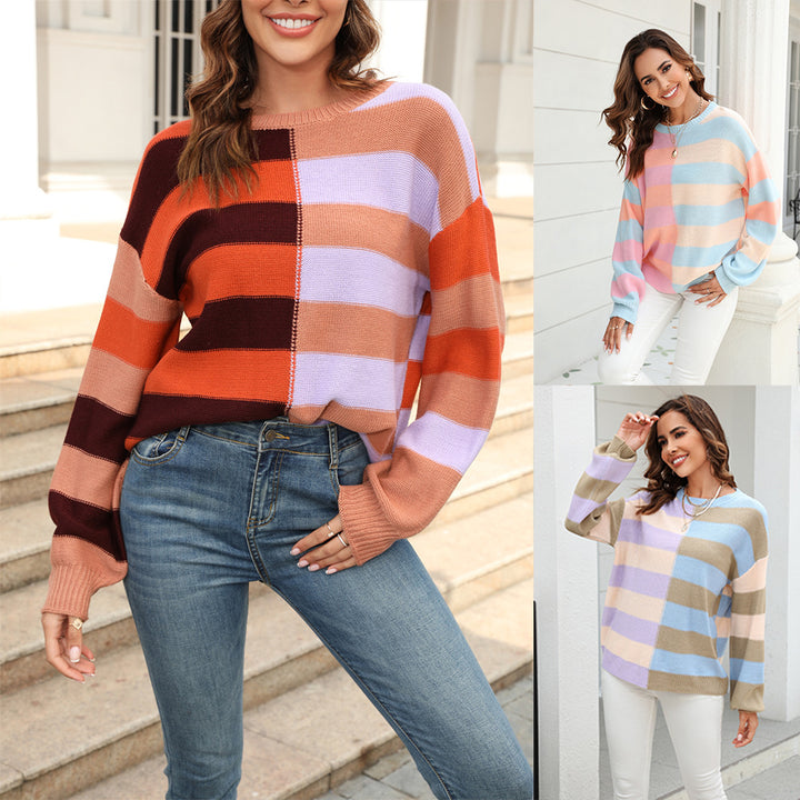 Happy Stripes Color-Block Sweater for Spring