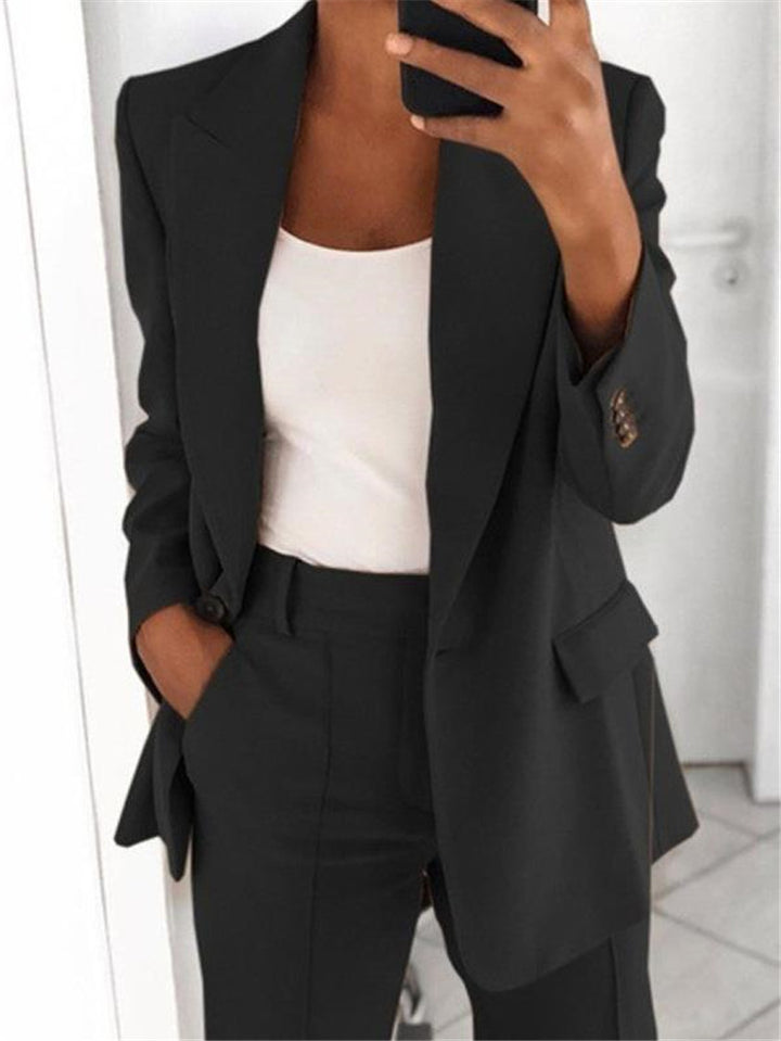 Executive Allure: Sleek Blazer and Fitted Trousers Duo