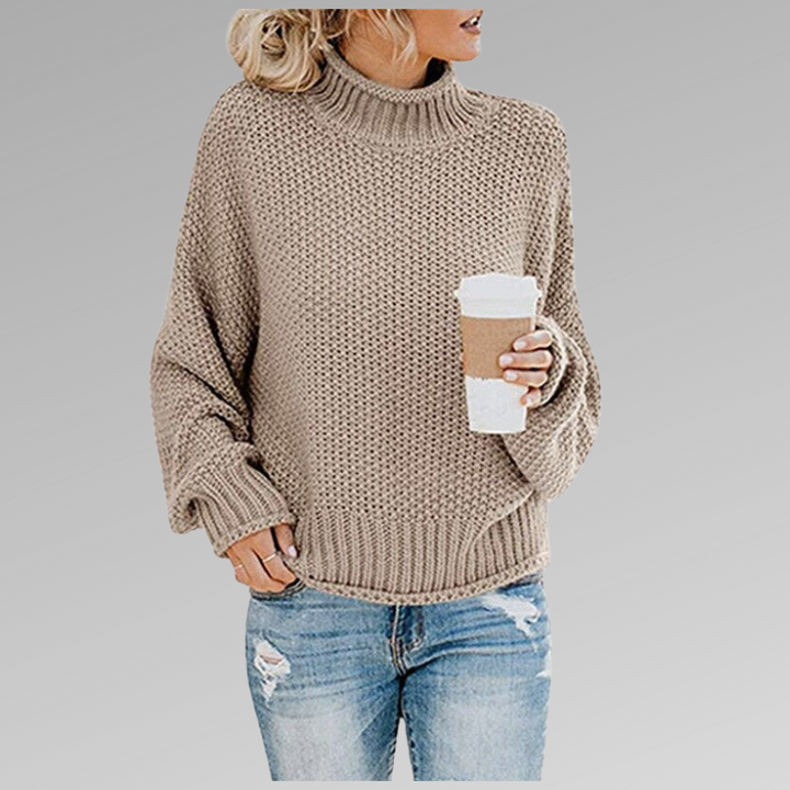 Hazel™ - Oversized Knit Mock Neck Sweater