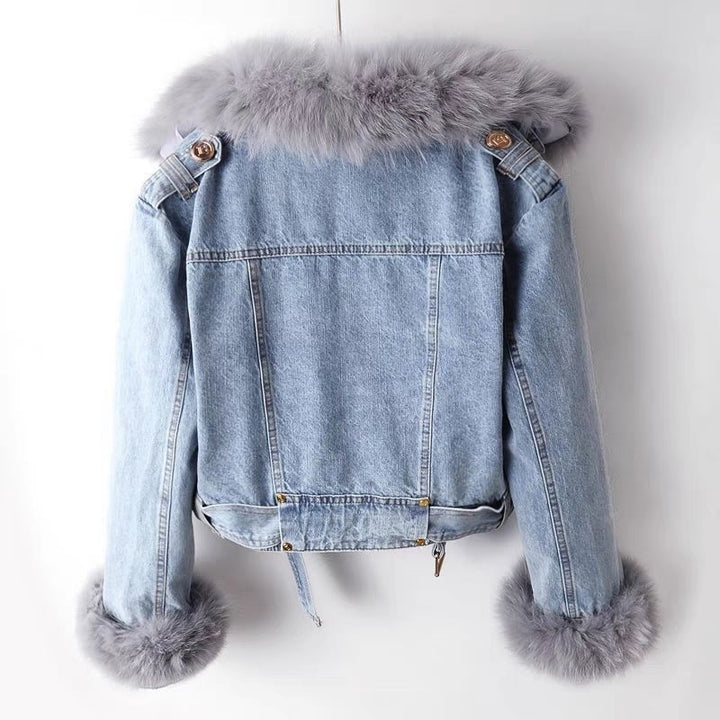 FOXHAVEN DETACHABLE FUR-LINED DENIM ENSEMBLE