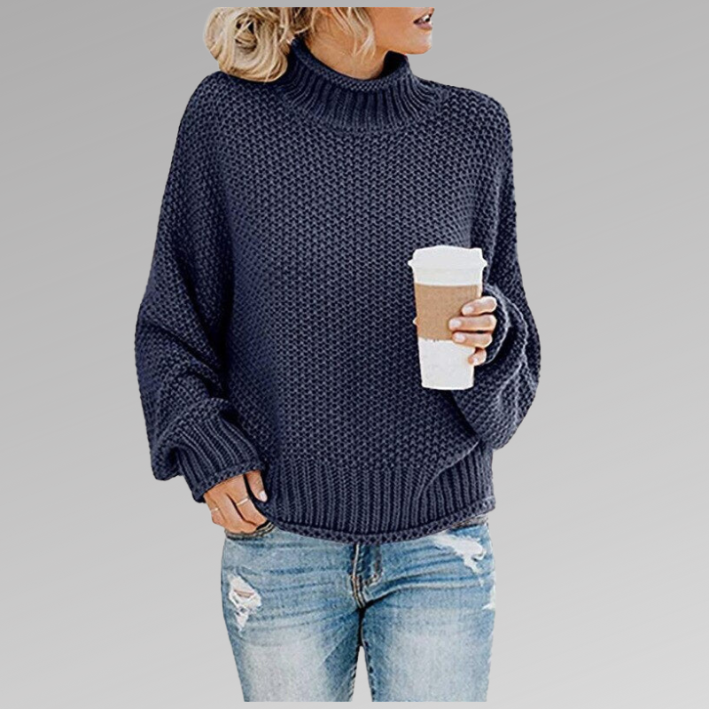 Hazel™ - Oversized Knit Mock Neck Sweater