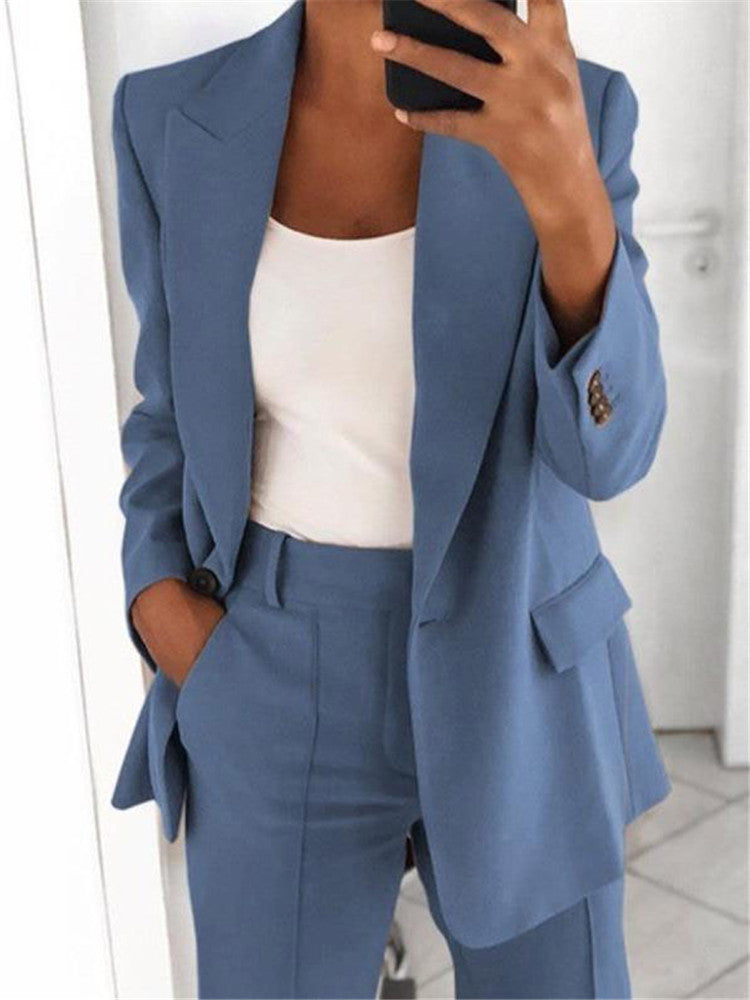 Executive Allure: Sleek Blazer and Fitted Trousers Duo