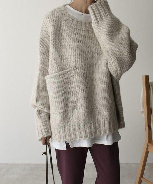 Ivory Pocket Front Oversized Pullover