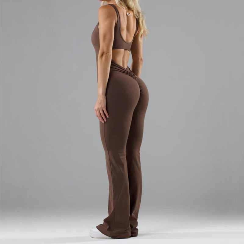 BlendApparel V-Waist Flare-Leg Jumpsuit