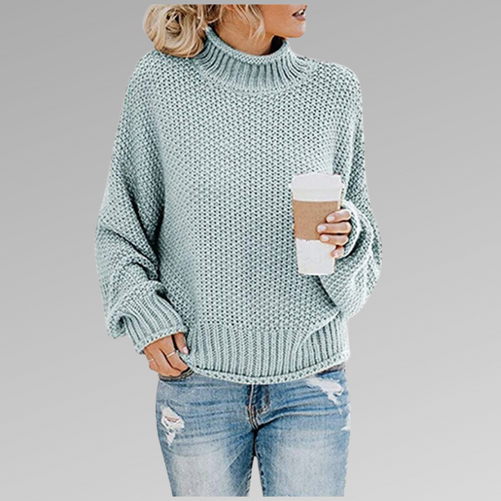 Hazel™ - Oversized Knit Mock Neck Sweater