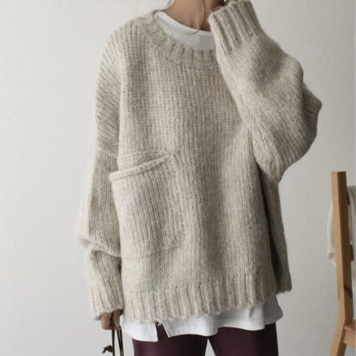 Ivory Pocket Front Oversized Pullover