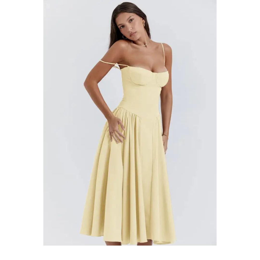 SLEEVELESS CORSET MIDI DRESS – ELEGANT ESSENCE