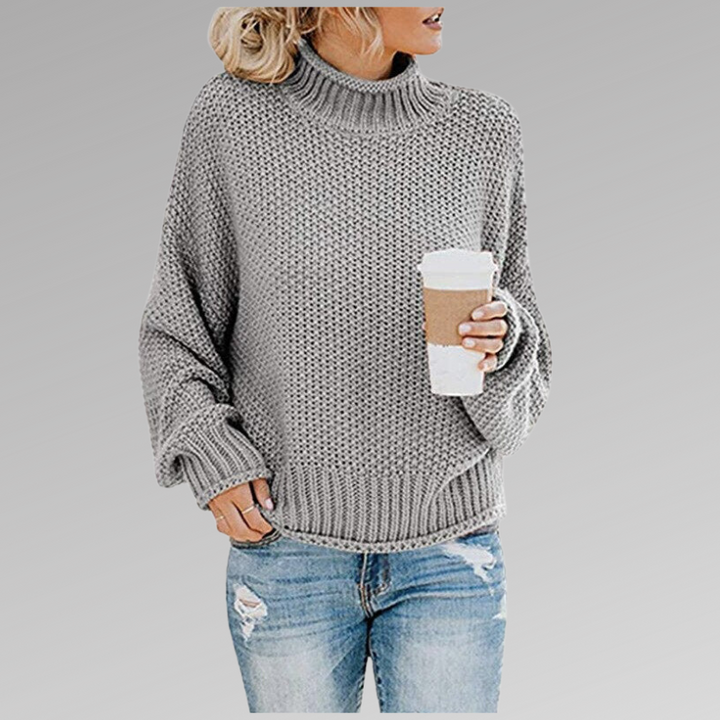 Hazel™ - Oversized Knit Mock Neck Sweater