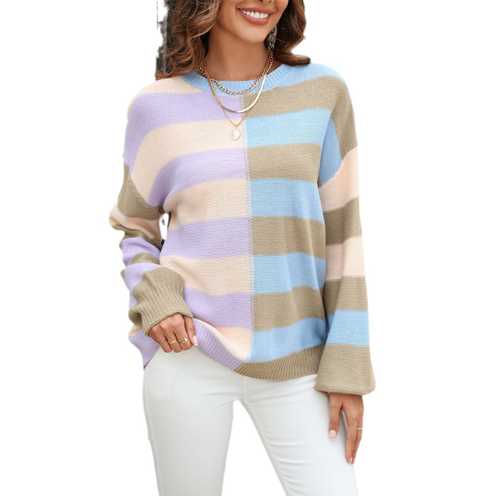 Happy Stripes Color-Block Sweater for Spring