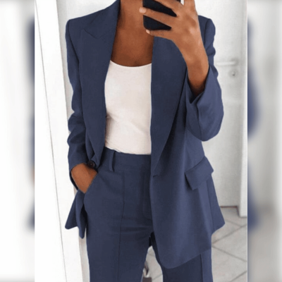 Executive Allure: Sleek Blazer and Fitted Trousers Duo