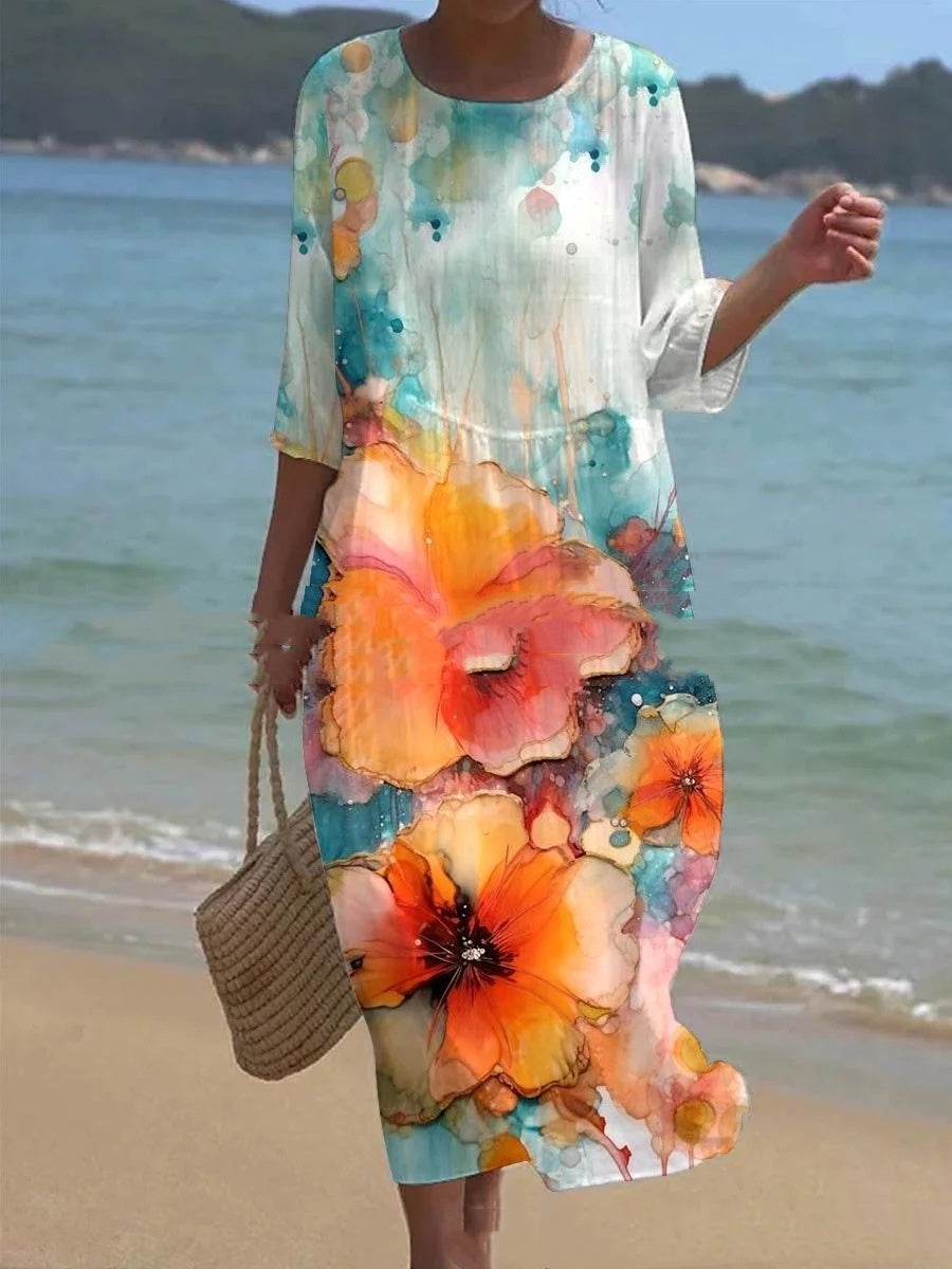 Flora™ - Enchanted Garden Floral Dress That Covers The Belly