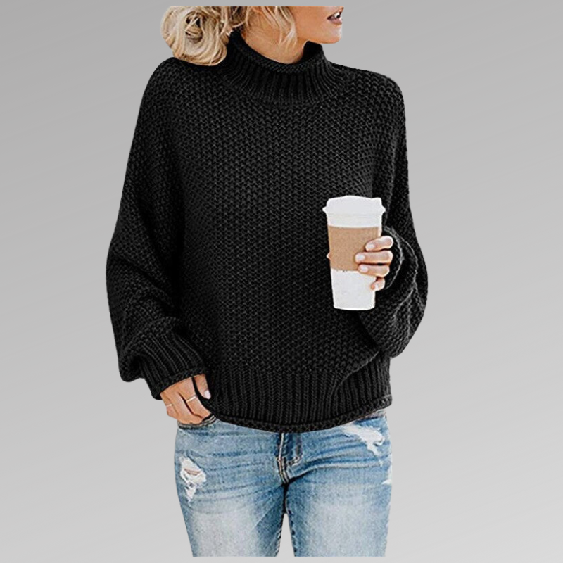 Hazel™ - Oversized Knit Mock Neck Sweater