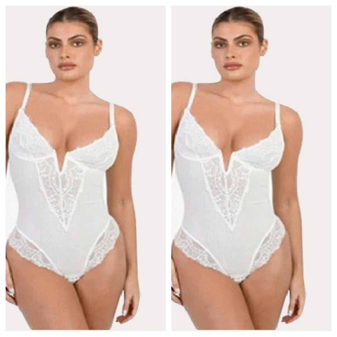 BlendApparel-Enhanced Lace Trim Bodysuit