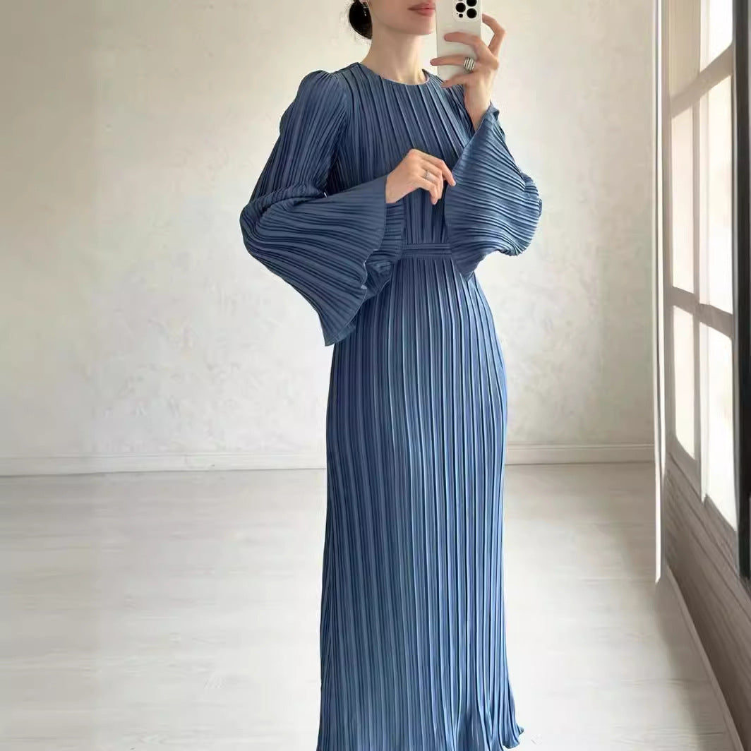 Seraphina™ - Elegant Pleated Long Sleeve Dress