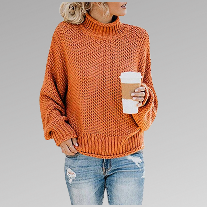 Hazel™ - Oversized Knit Mock Neck Sweater