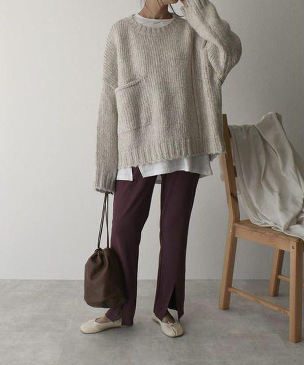 Ivory Pocket Front Oversized Pullover