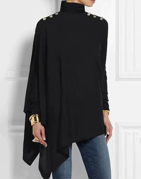 Seren™ - Couture Buttoned Cape Blouse