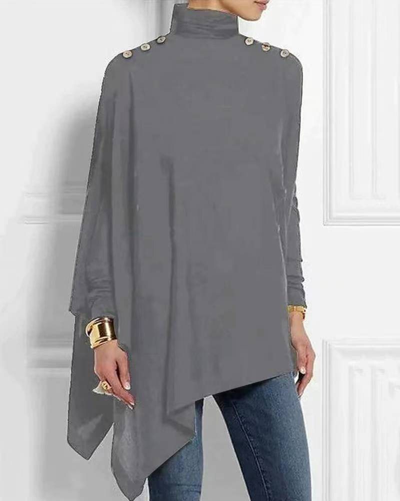 Seren™ - Couture Buttoned Cape Blouse