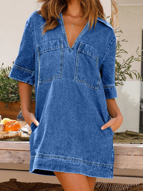 Denim Dream Stitched Mini Dress