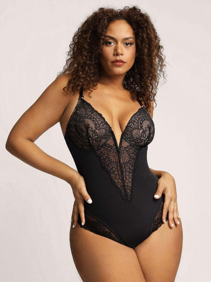 BlendApparel-Enhanced Lace Trim Bodysuit