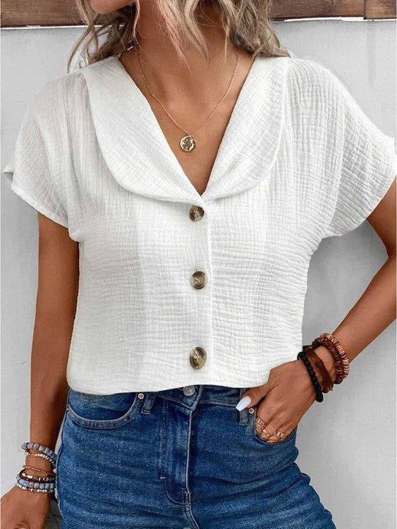 Breezy Charm Button-Up Top