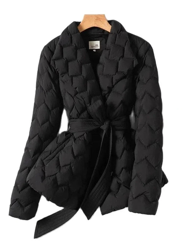 Clara™ - Quilted Wrap Belted Jacket