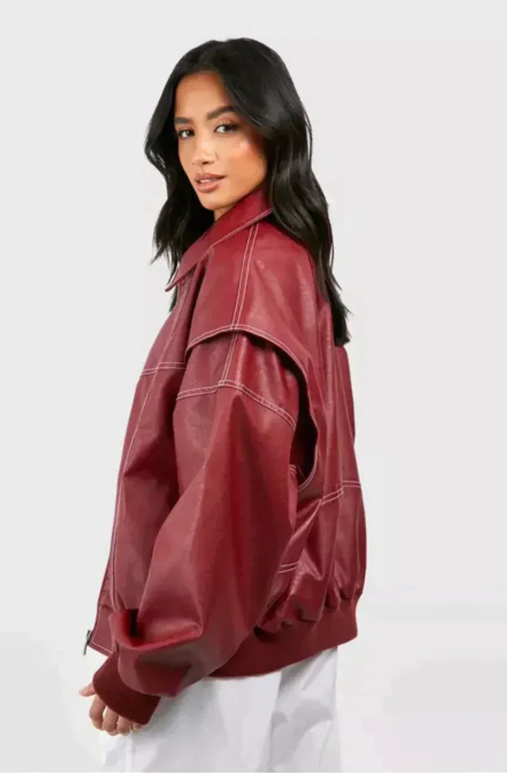 Amelia™ - Classic Oversized PU Bomber Jacket