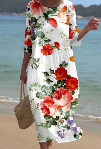 Flora™ - Enchanted Garden Floral Dress That Covers The Belly