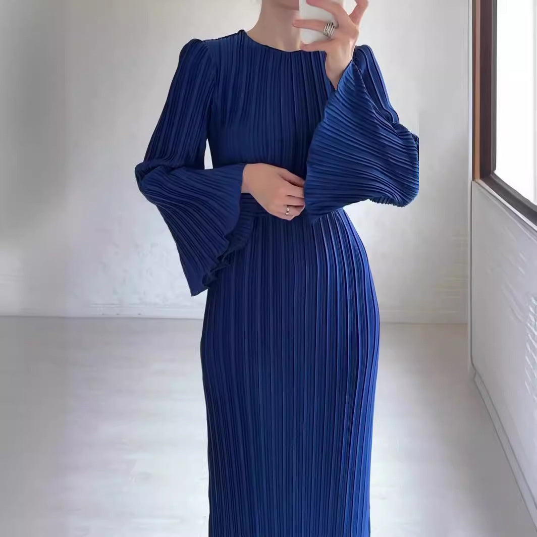 Seraphina™ - Elegant Pleated Long Sleeve Dress