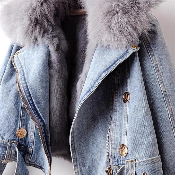 FOXHAVEN DETACHABLE FUR-LINED DENIM ENSEMBLE