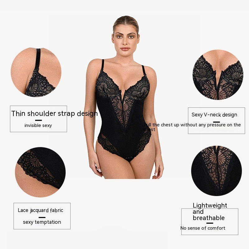 BlendApparel-Enhanced Lace Trim Bodysuit