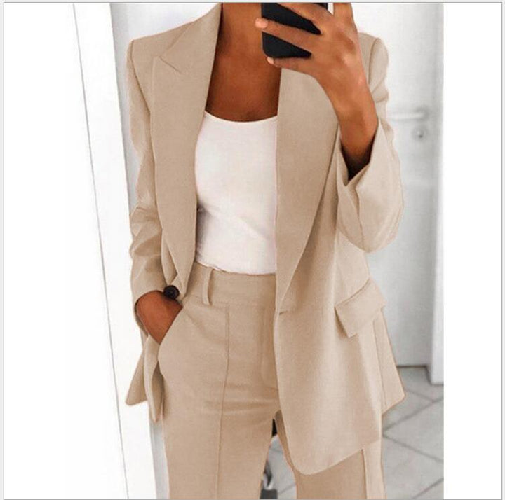 Executive Allure: Sleek Blazer and Fitted Trousers Duo