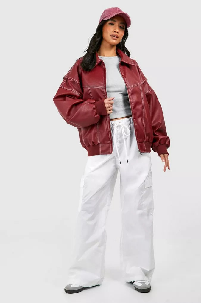 Amelia™ - Classic Oversized PU Bomber Jacket