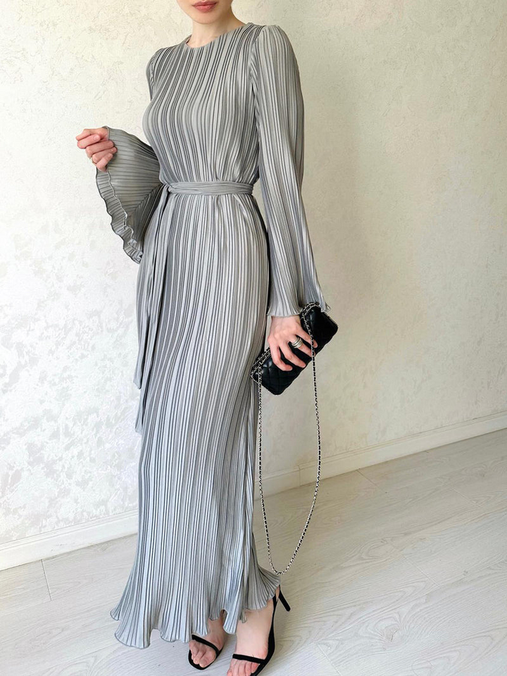 Seraphina™ - Elegant Pleated Long Sleeve Dress